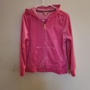Juicy Couture Bubblegum Velour Hoodie  Big Bling Track Jacket Size XL 16 Kids